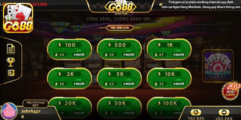 M?u binh Go88 là phiên b?n game bài ???c ng??i ch?i tham gia tr?i nghi?m ??ng